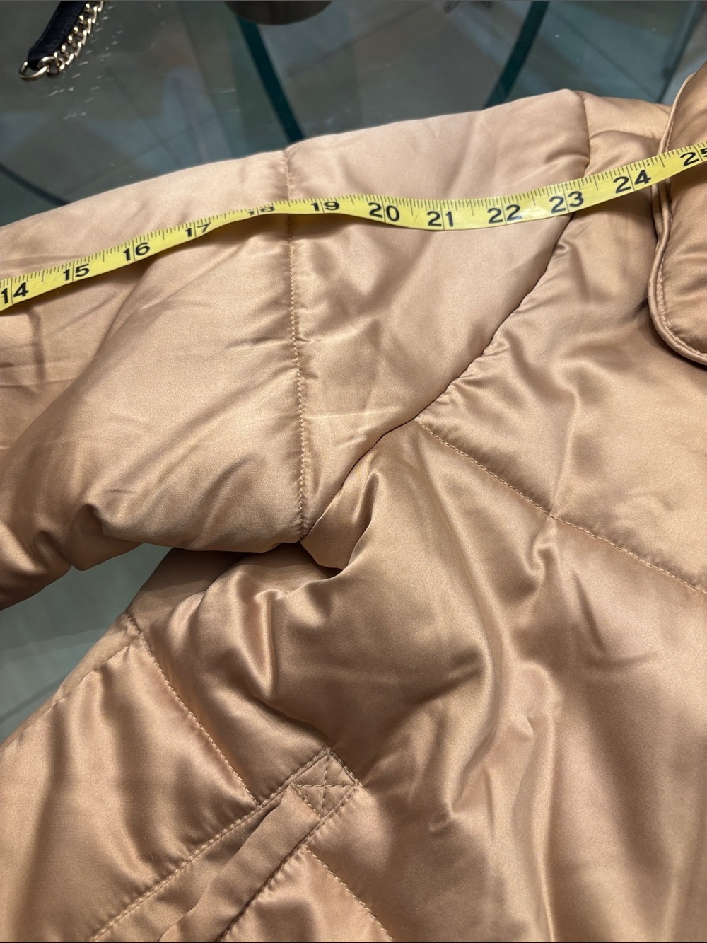 George Satin-Effect Quilted Puffer Jacket in Champagne/Gold, Snap Closure - Picture 11 of 12